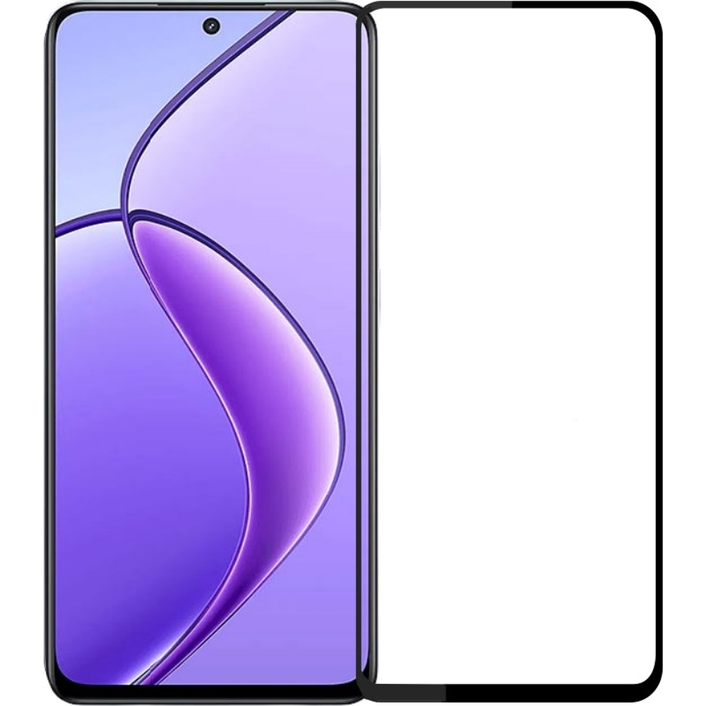 Szkło hartowane Mocolo TG + Full Glue dla Realme 12 / 12X, z czarną ramką.